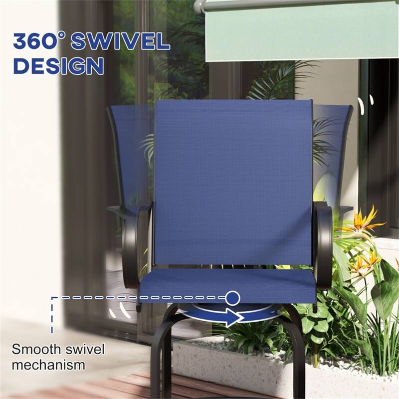 Mesh Swivel Bar Stools with Steel Frame and Armrests Set of 2 - 26.75" W x 29.5" D x 48.5" H
