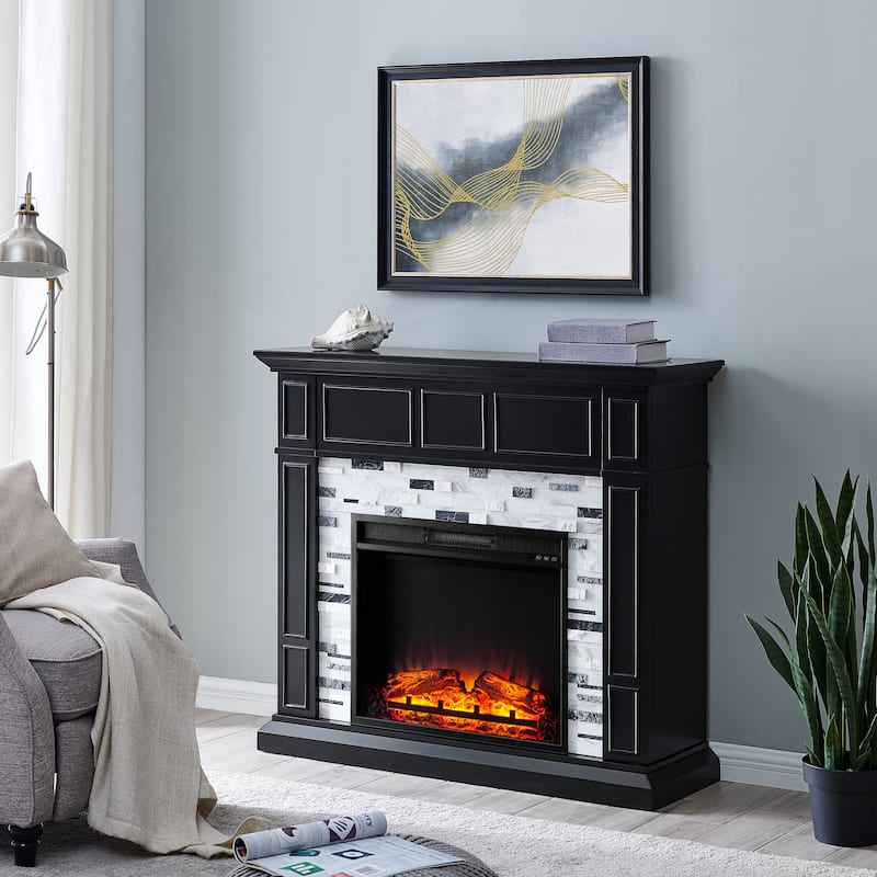 SEI Furniture Dre Marble Electric Fireplace