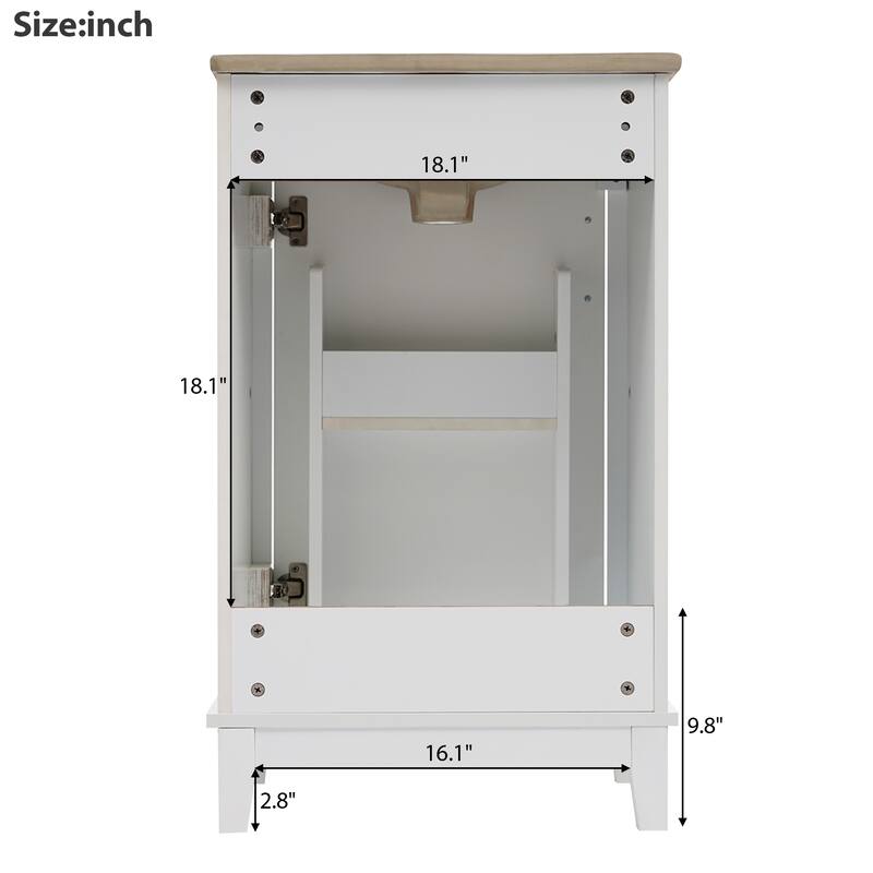 20" Modern Small Bathroom Vanity Cabinet With Ceramic Basin - 20"*15.5"*33.3", Ample Storage, 1 Soft-Close Door