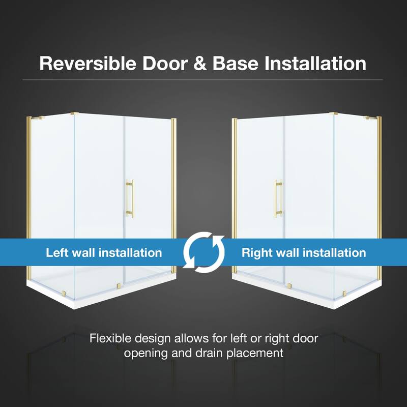 OVE Decors Pasadena Corner Frameless Pivot Shower Door Kit with Base Pan, 2025