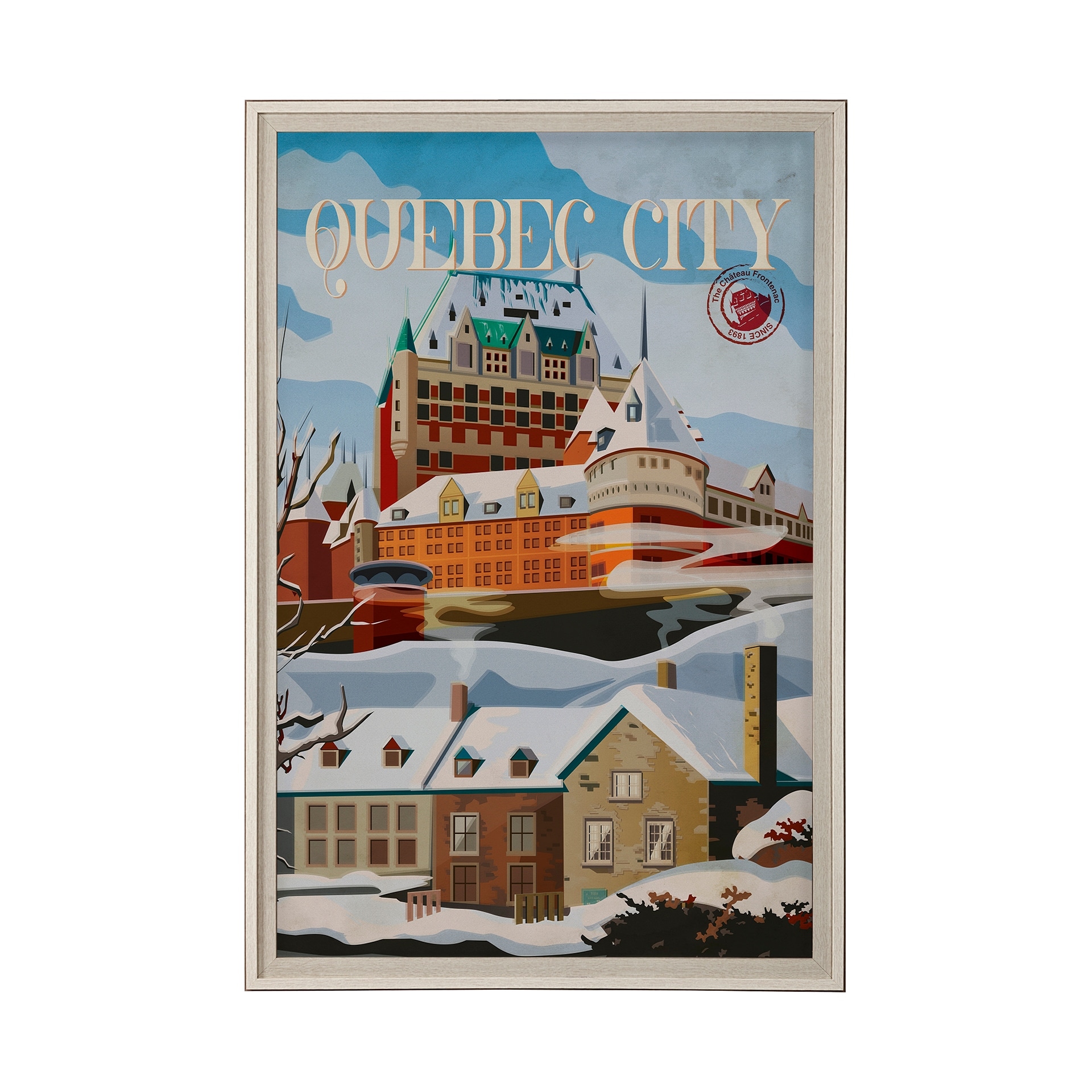 Quebec City Go Canada (XL) by Mercana Studio Hand Embellished Decograph Framed Art Print under Glass