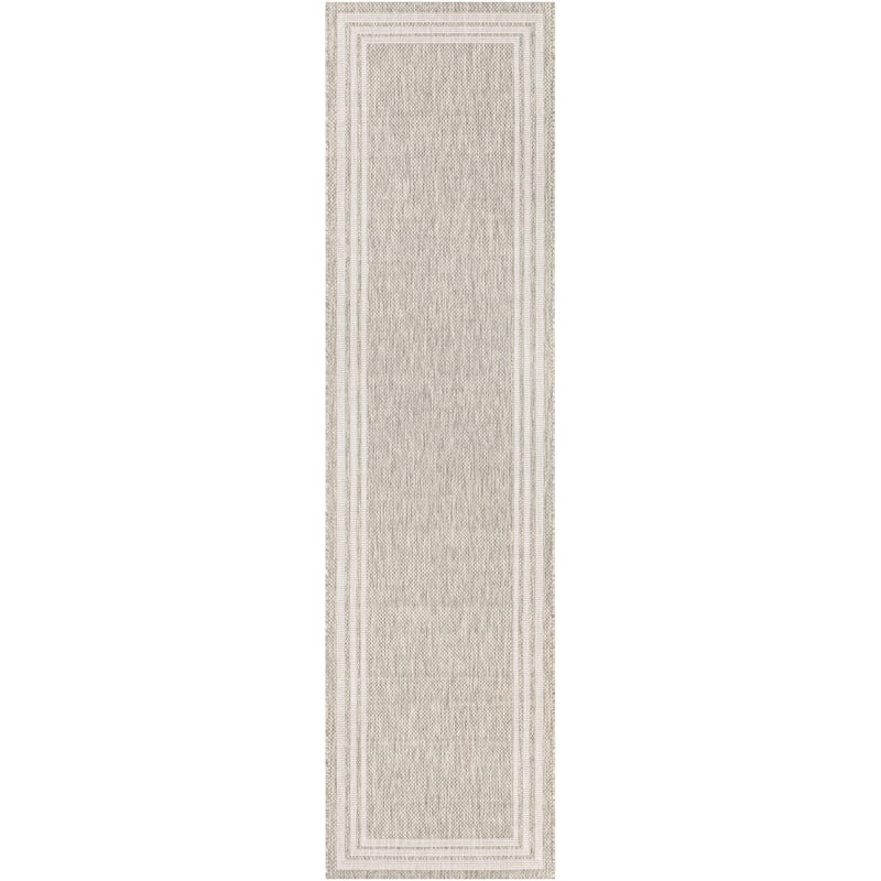 Livabliss Eagean Updated Traditional Stripe Indoor / OutdoorArea Rug - 2'7" x 12' - Beige/Grey
