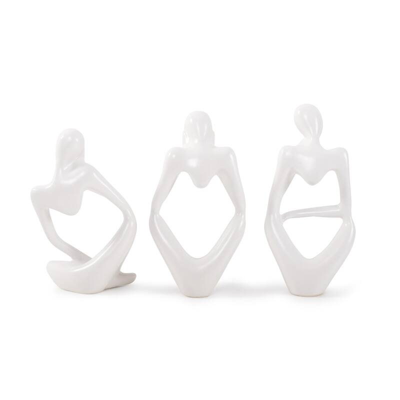 Contentment Ceramic Sculpture- Set of 3 - 16.5H x 6.5W x 3.5D