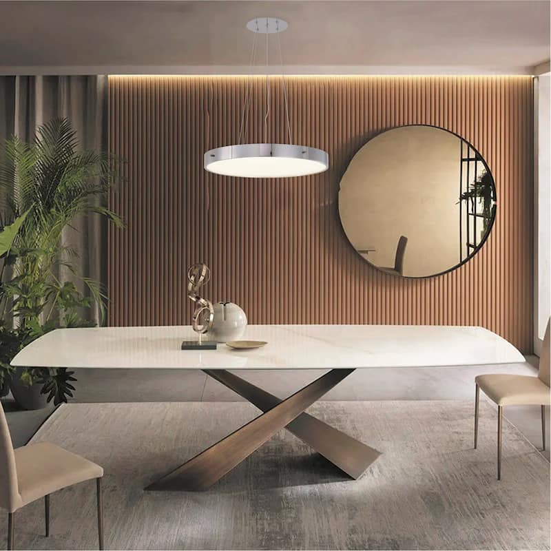 1-Light Chrome LED Chandelier With A Clear Acrylic Beaded Diffuser