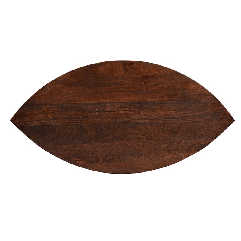35 Inch 2 Piece Coffee Table with Black Iron Frame, 2 Tone Mango Wood Top In Natural Brown and Walnut
