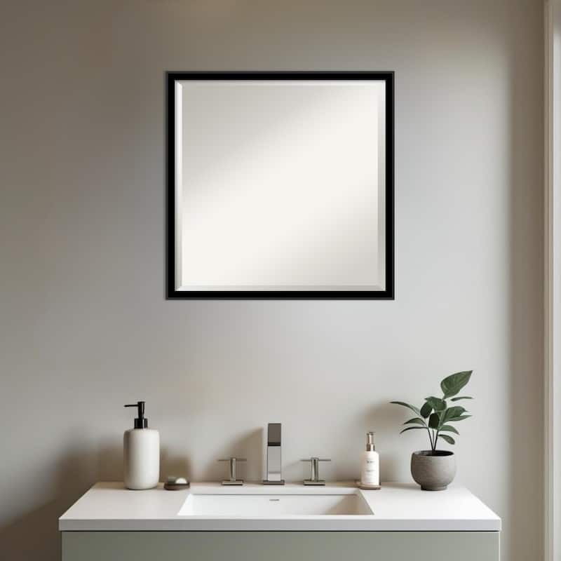 Incline Beveled Wood Framed Bathroom Vanity Wall Mirror