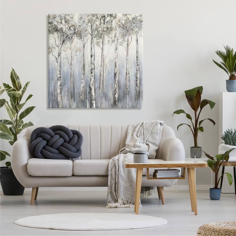 Stupell Mystic White Birch Tree Forest White Grey Bark Canvas Wall Art