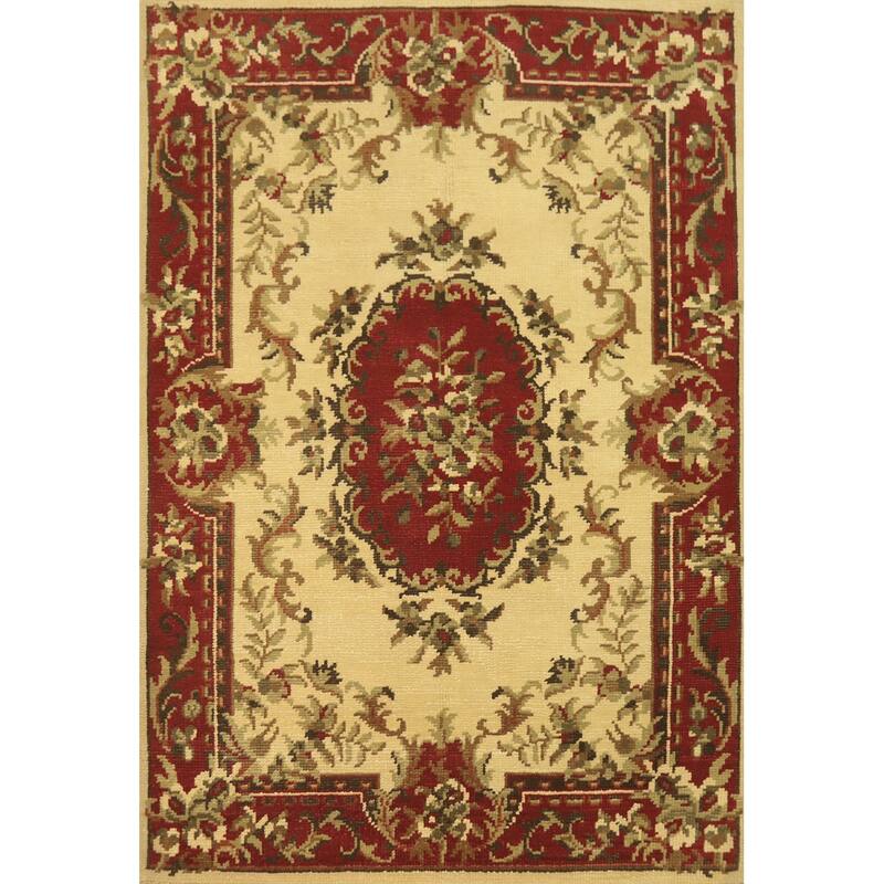 Victorian Style Floral Indian Area Rug 6x8 - 8' 3'' X 5' 9''