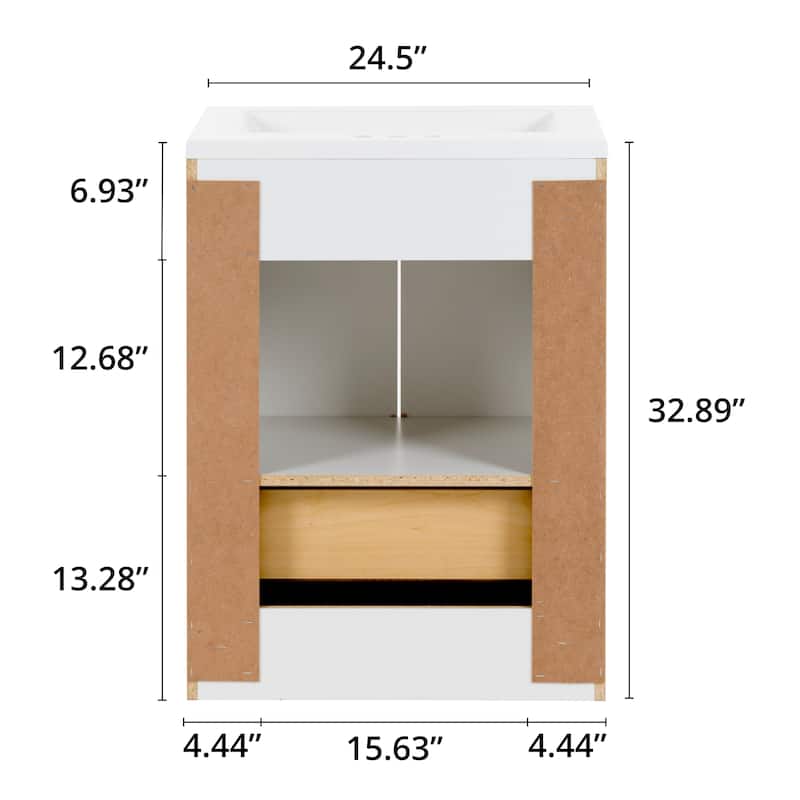Spring Mill Cabinets Emlyn 24.5" Bathroom Vanity With Drawer and White Sink Top