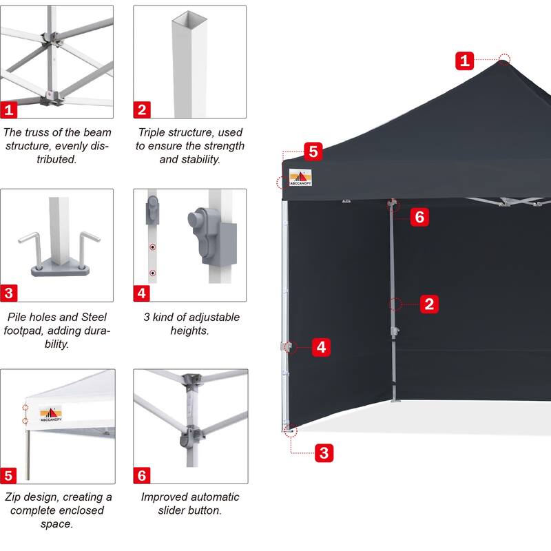 ABCCANOPY Commercial Instant Shade Metal Pop-Up Canopy - 10ftx10ft