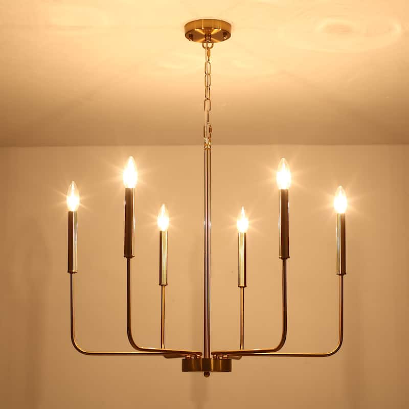 6-Light W26.18" x H66.92" Candle Chandelier for Living Room Kitchen Island