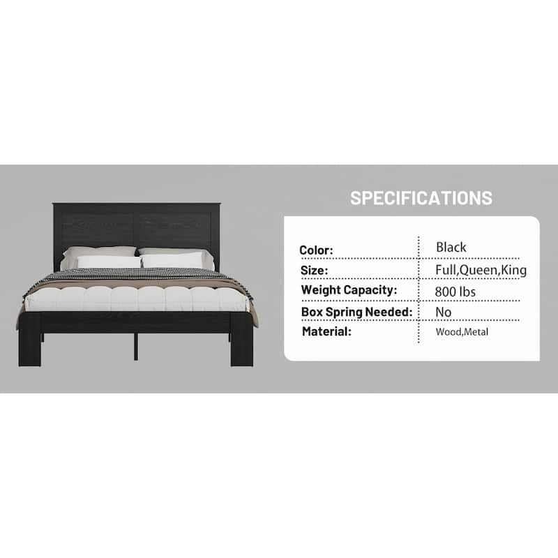 No Box Spring Needed Wood Platform Bed Frame - Antique Black - Full