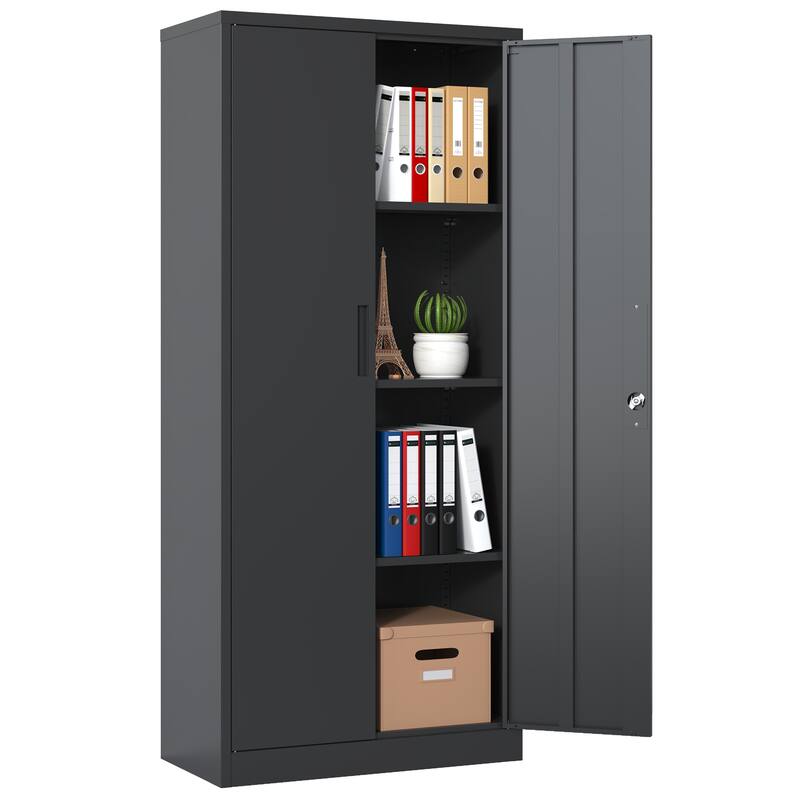 Modern Filing Cabinet, Garage Storage Cabinet with Doors and 3 Adjustable Shelves, for Home Office, Classroom/Pantry