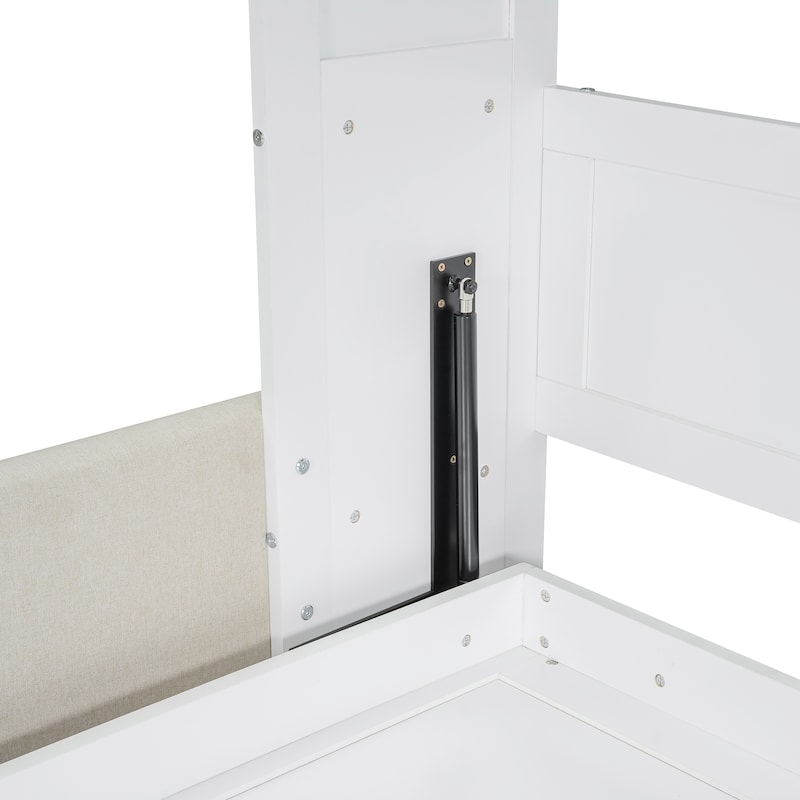 White Full Size Multifunctional Murphy Bed with Cushion and Storage
