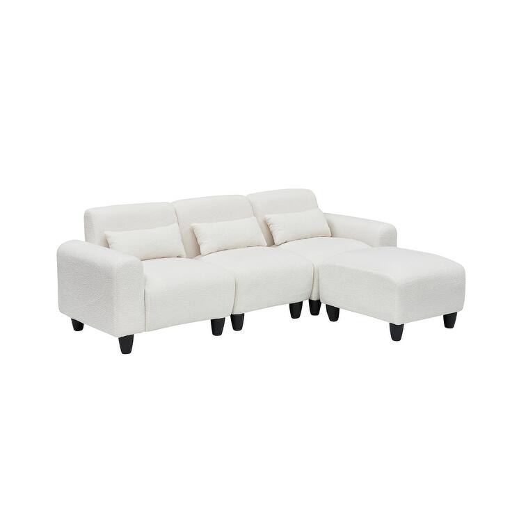 84.6" Teddy velvet L-shaped modular sofa