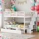 preview thumbnail 1 of 26, Full-Over-Full Stairway Wood Bunk Bed with Drawer,Storage and Guard Rail for Bedroom,Maximized Storage Space,White White