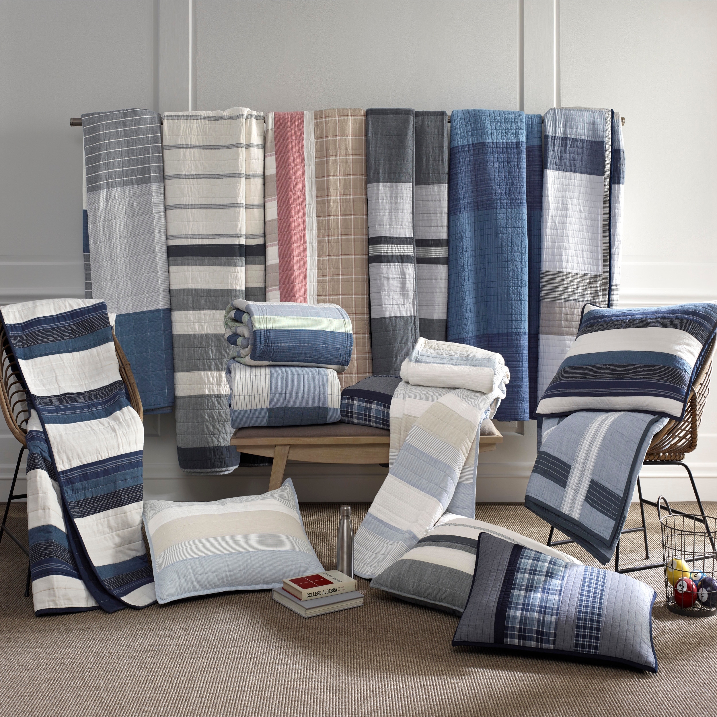 nautica millbrook plaid quilt set