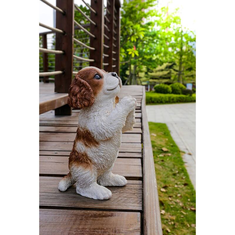 8.5" Praying Cavalier King Charles Spaniel Puppy Outdoor Garden Statue
