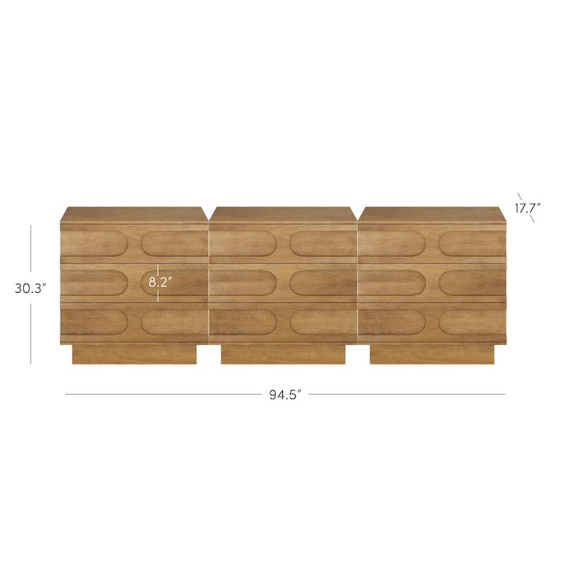 Iris 3 Drawer Dresser, Mid-Century Modern Solid Wood Dresser for Bedroom