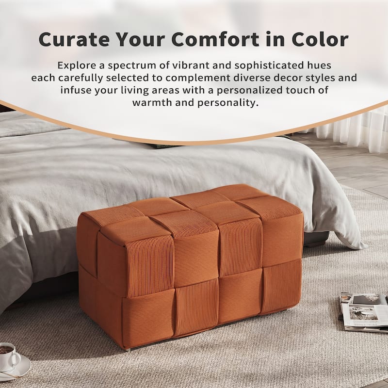 Ottoman Foot Rest Soft and Comfortable Ottoman Square Corduroy Woven Design Sofa Stool