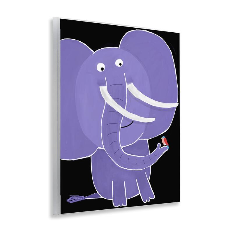 Stupell Elephant & Bird on Black Wall Plaque Art Design By Carla Daly