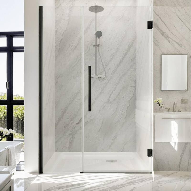 i-Homare 36 in.W x 72 in.H Frameless Hinged Shower Door, SGCC certified 5/16 in Clear Tempered Glass