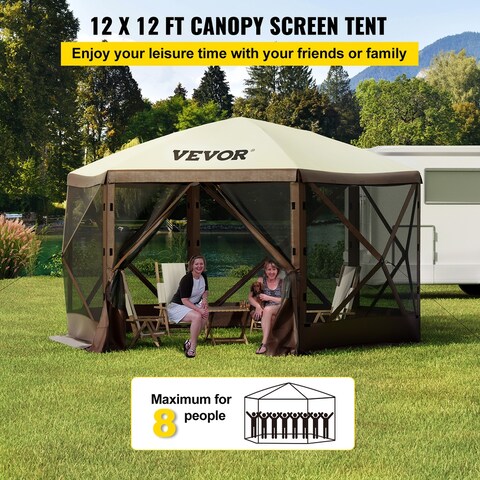 VEVOR Camping Gazebo Screen Tent 6 Sided Pop-up Canopy Shelter Tent with Mesh Windows Portable Carry Bag