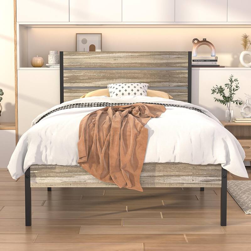 Javlergo 3 Pieces Bedroom Set Include Bed Frame & Set of 2 Nightstand