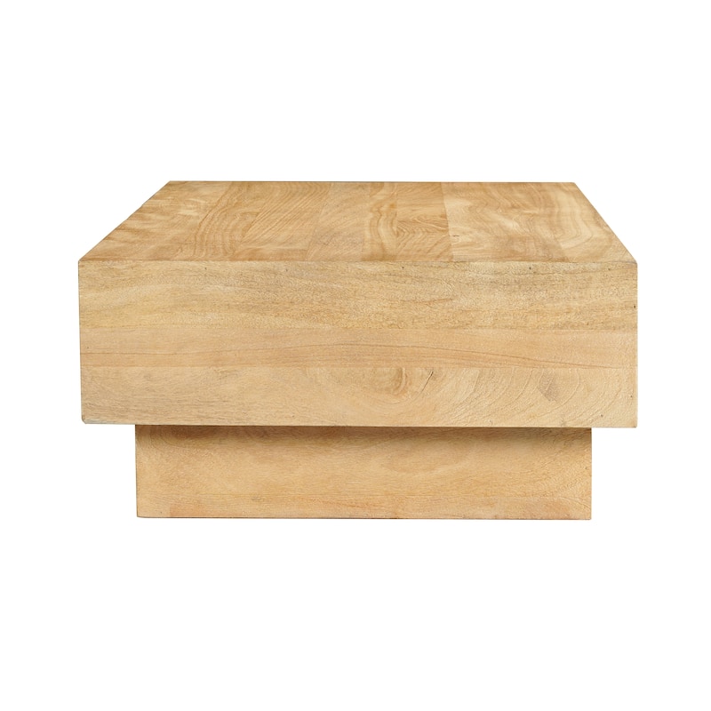 Elias Coffee Table 42" Rectangular Top Sandblasted Natural Brown Mango Wood Wood Sustainably Harvested
