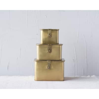 Decorative Metal Boxes with Lid, Set of 3