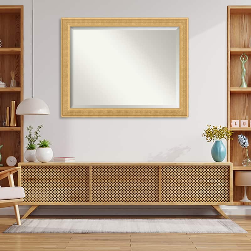 Trellis Beveled Wood Framed Wall Mirror - Trellis Gold