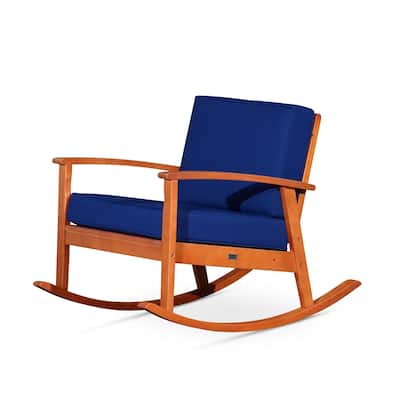 Eucalyptus Rocking Chair with Cushions, Natural Oil Finish
