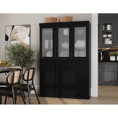 Palace Imports 100% Solid Wood 48.5" Pantry China Cabinet with Frosted Glass, Solid Wood Doors and 2-Drawers