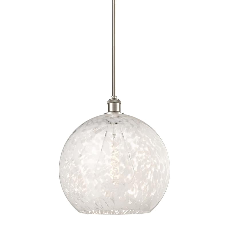 Innovations Lighting 516-1S-17-14 White Mouchette Pendant White - Brushed Satin Nickel / White Mouchette