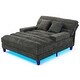 preview thumbnail 39 of 57, 57-In Chenille Upholstered Chaise Lounge with Adjustable Backrest & LED Light Strip