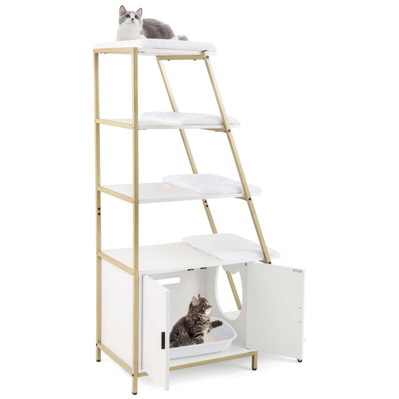 Petsite Large Cat Litter Box Enclosure 2-in-1 Hidden Cat Washroom - See Details