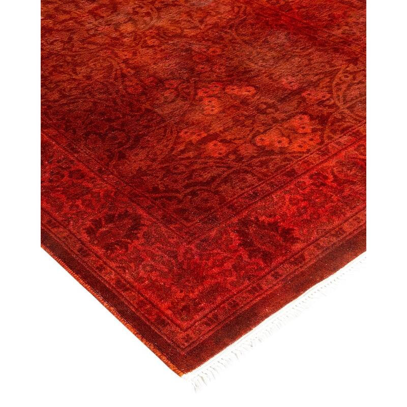 Overton Hand Knotted Wool Vintage Inspired Modern Contemporary Overdyed Orange Area Rug - 2' 8" x 22' 9"