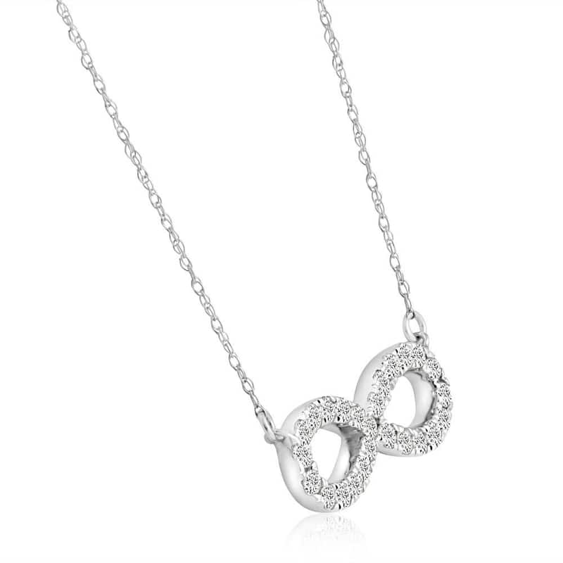 5/8Ct Diamond Infinity Pendant White or Yellow Gold Necklace 3/4" Wide