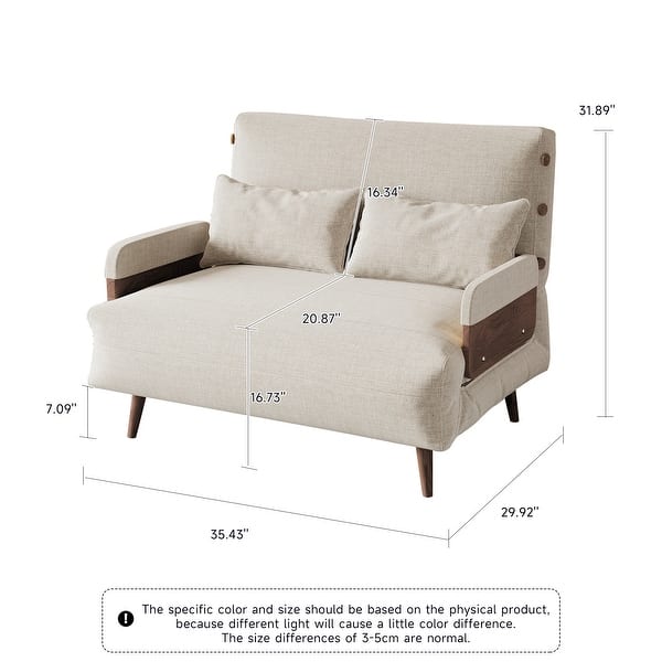dimension image slide 10 of 22, JASIWAY Modern Upholstered Convertible Sofa Bed