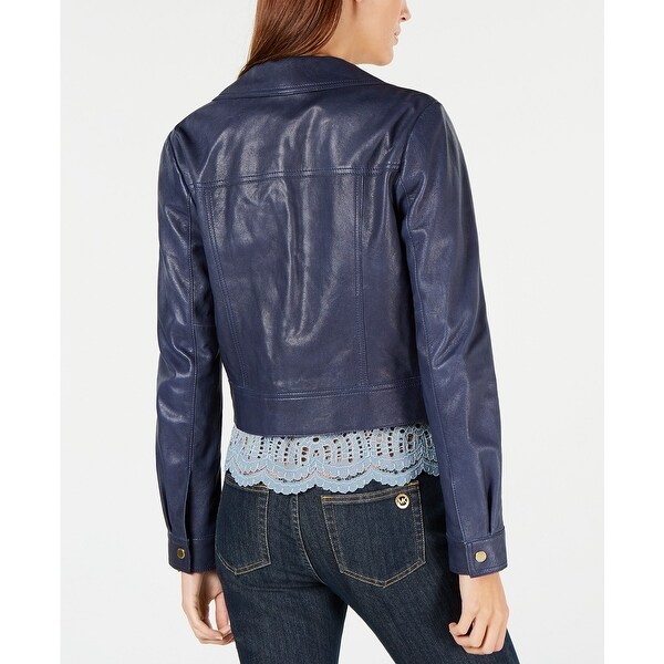 michael kors navy leather jacket