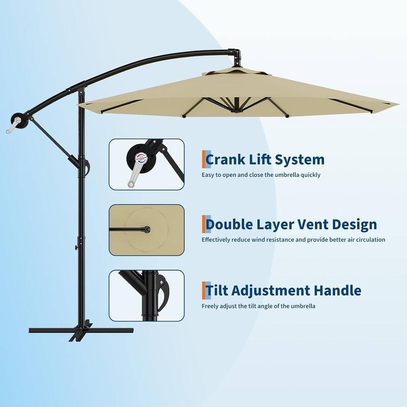 10FT UV Protection Cantilever Umbrella Outdoor Patio