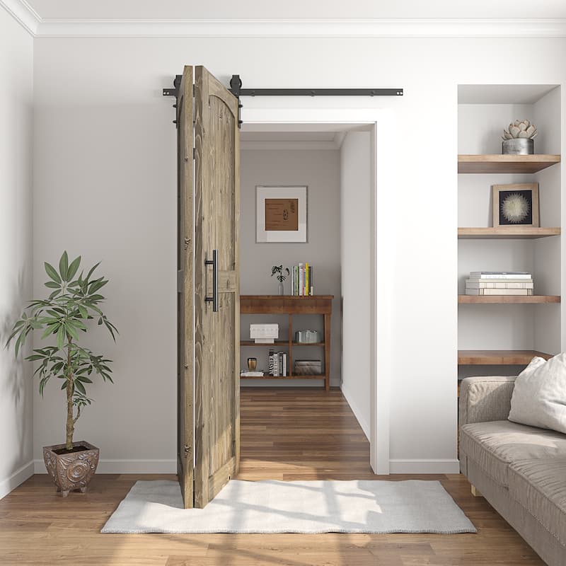 Coast Sequoia Arch Top 30in./36in./48in./60in./72in./96in. x 84in. Knotty Pine Wood Unfinished Bi-Fold Door With Hardware Kit