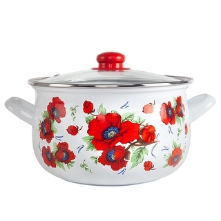 STP Goods Poppies Belly Deep Enamel on Steel Casserole w/Glass Lid