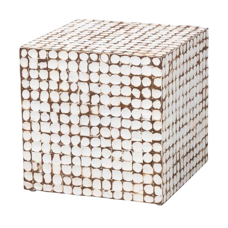 Janella Bohemian Coconut Shell and Acacia Wood End Table