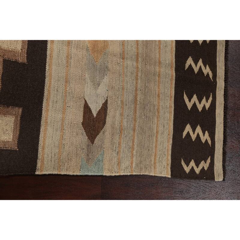 Natural Dye Kilim Geometric Tribal Oriental Area Rug Wool Flat-woven - 6'6" x 8'1"