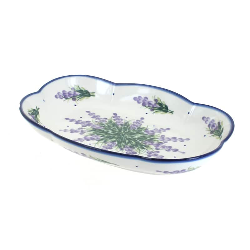 Blue Rose Polish Pottery 11E WR Scallop Dish