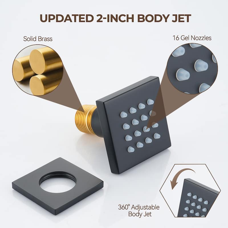 2" Classic Body Spray with Self-Cleaning Nozzles - Wall-Mount Body Jet, 1 Piece (Valve Not Included) - 2" x 2"
