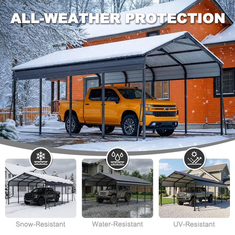 Steel Carport with Reinforced Frame, Windproof Ground Anchors