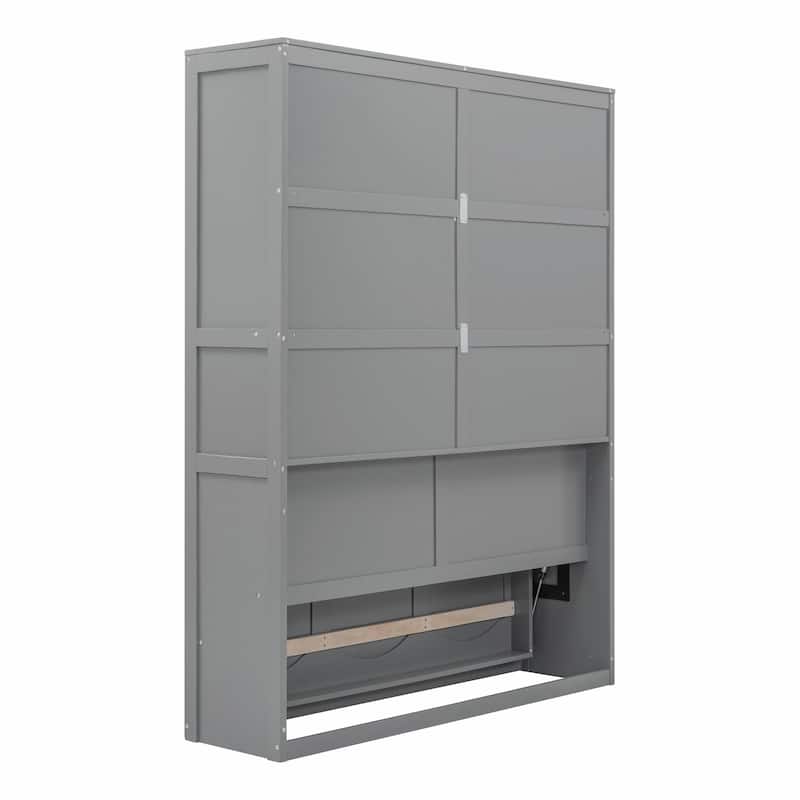Full/Queen Size Murphy Bed Wall Bed with Shelves
