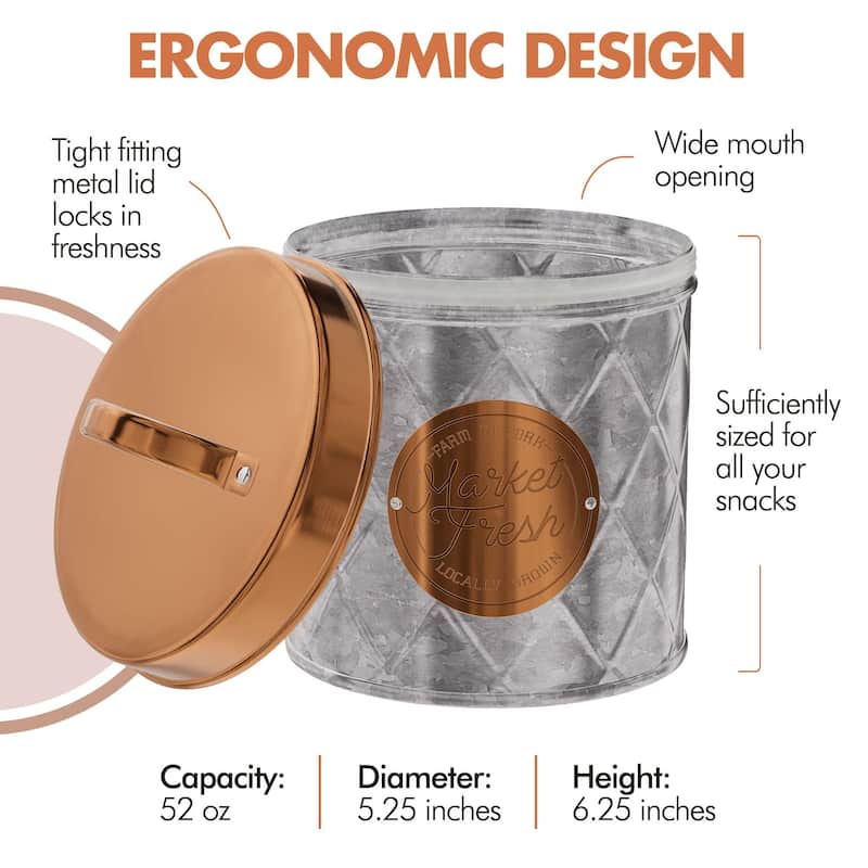 Amici Bristol Metal Canister Galvanized and Copper